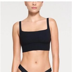 Skims Fits Everybody Square Neck longline bralette in Onyx
